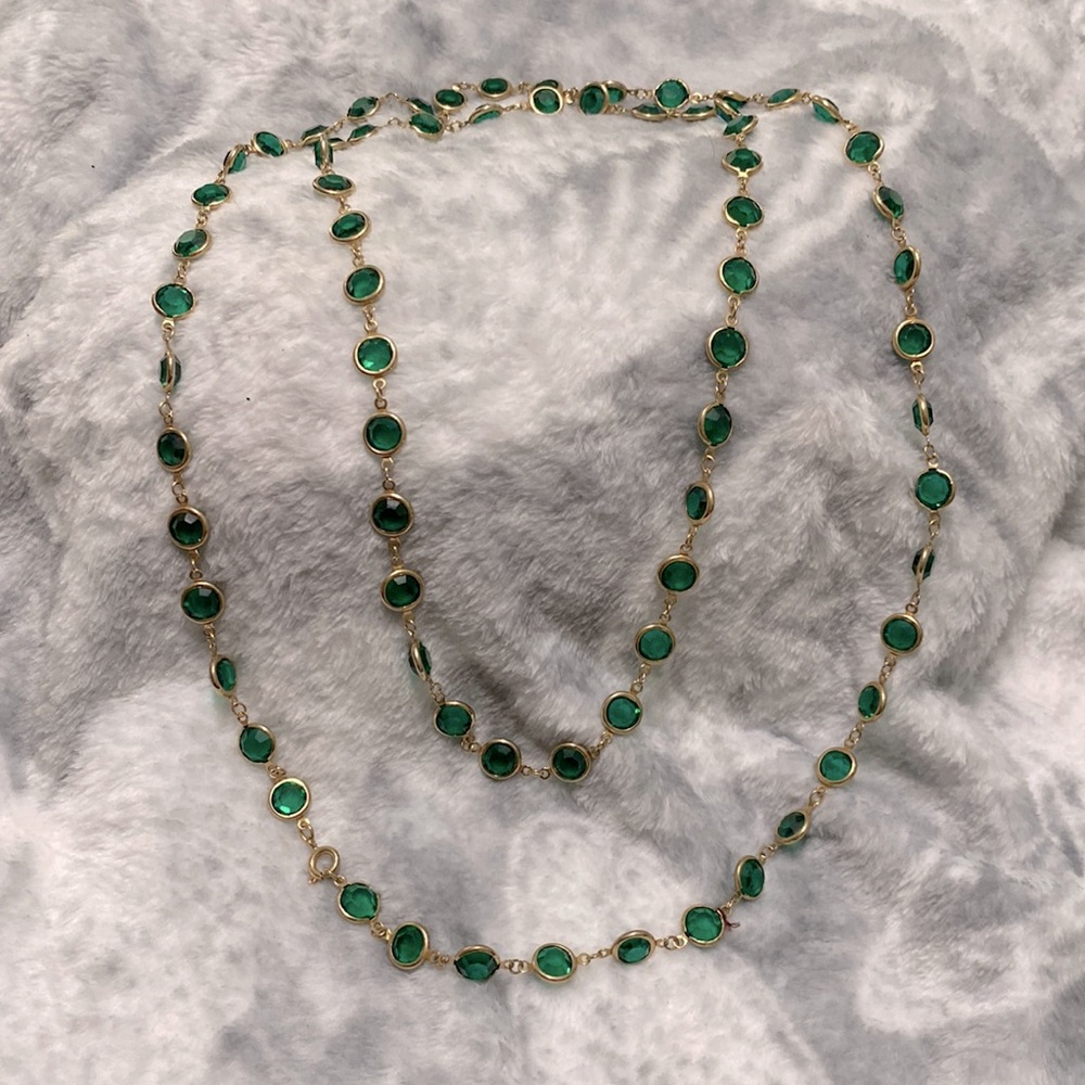 Gold and green crystal necklace single or double